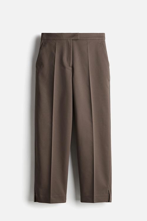 Tailored cigarette trousers - brown