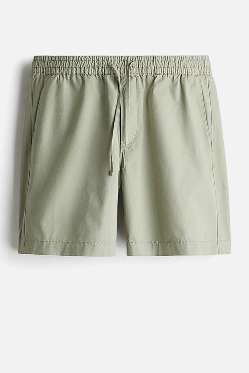 Regular fit canvas shorts - sage green