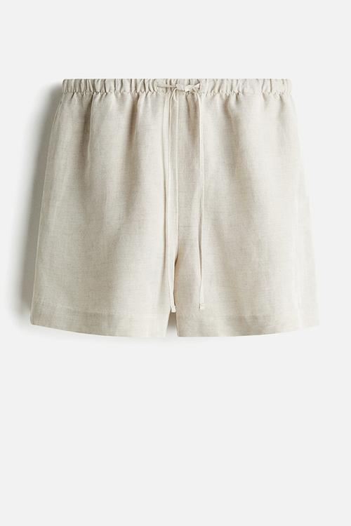 Linen-blend drawstring shorts - ight beige
