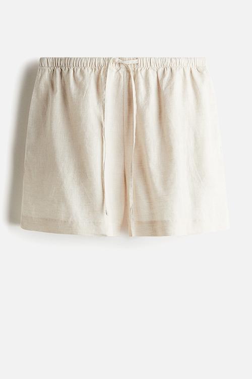 Linen drawstring shorts - beige