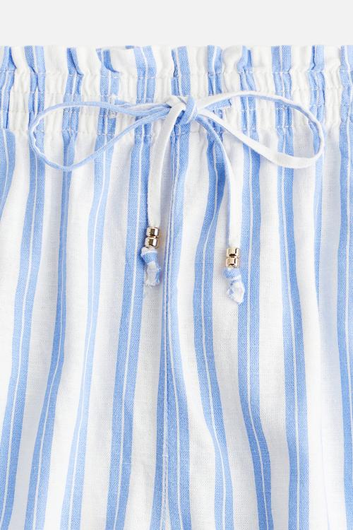 Linen-blend drawstring shorts - blue,white