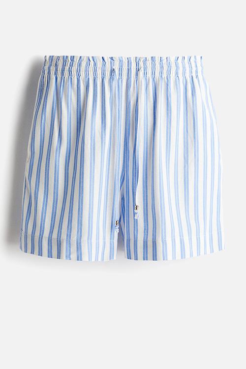 Linen-blend drawstring shorts - blue,white