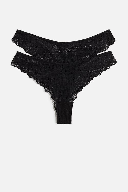 2-Pack lace brazilian briefs - black