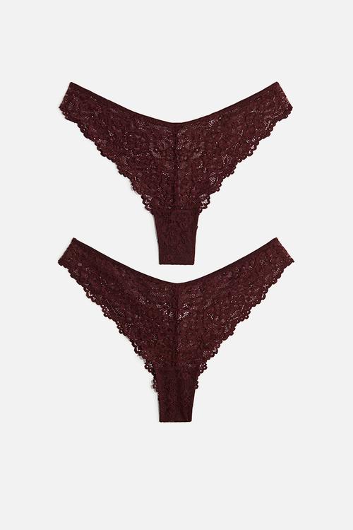 2-Pack lace brazilian briefs - burgundy