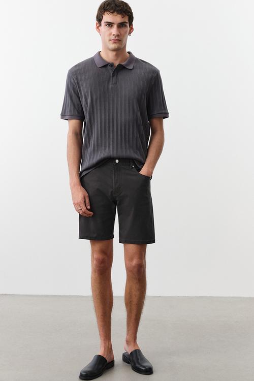 Regular fit twill shorts - dark grey