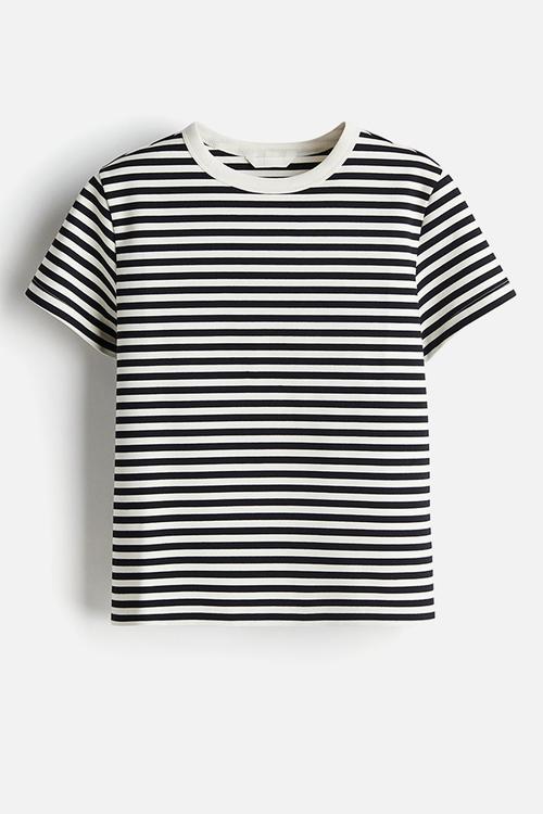Cotton t-shirt - white & black striped
