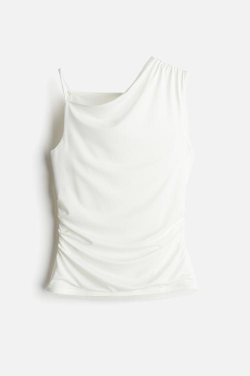 Gathered asymmetric vest top - cream 