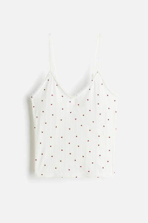 Pointelle strappy top - white,multi