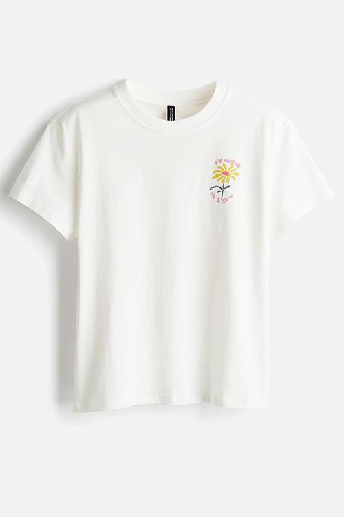 Printed T-shirt -cream/flowers