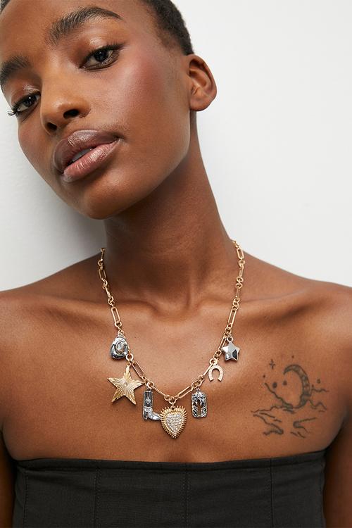 Mia charm necklace - gold