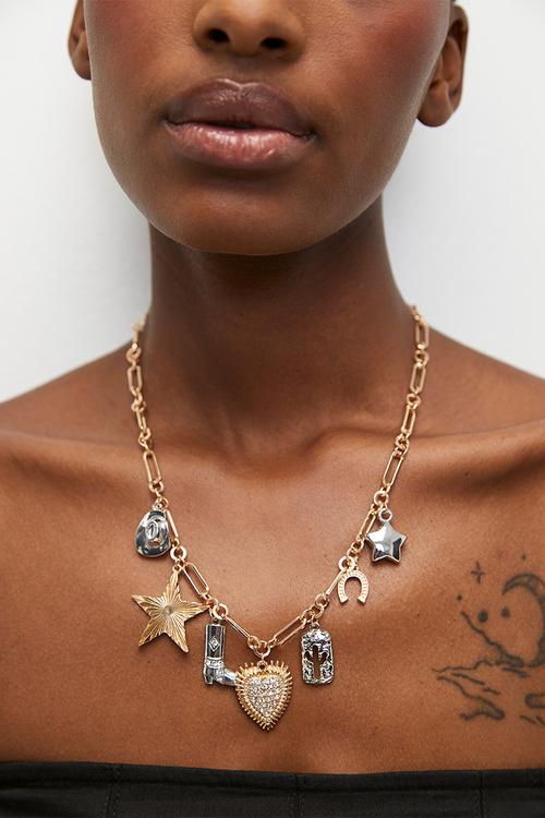 Mia charm necklace - gold