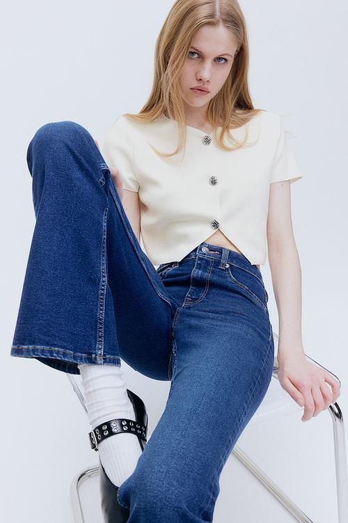 Short-sleeved jersey cardigan - cream