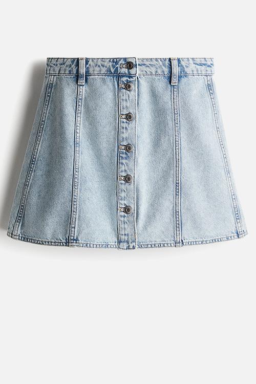 A-line denim mini skirt - light denim blue