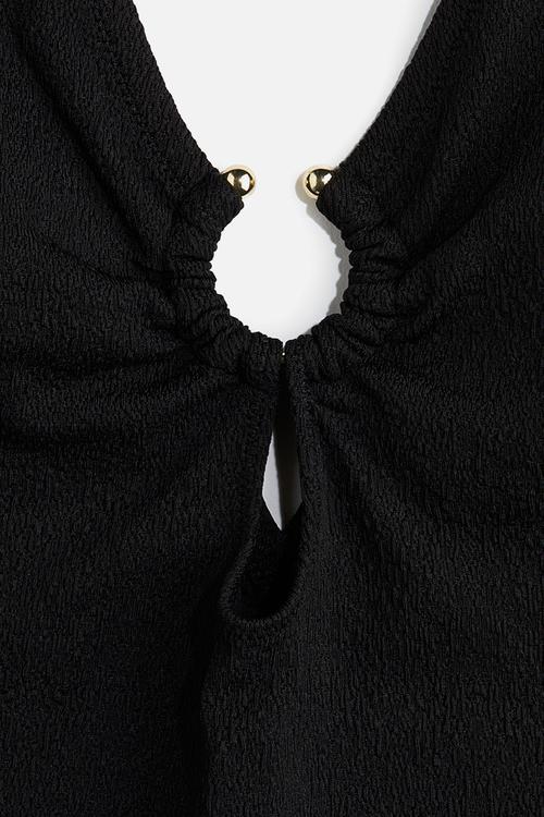 Padded-cup high leg swimsuit - black