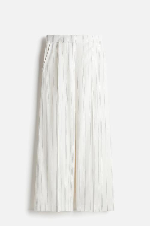 Wide trousers - white pinstriped