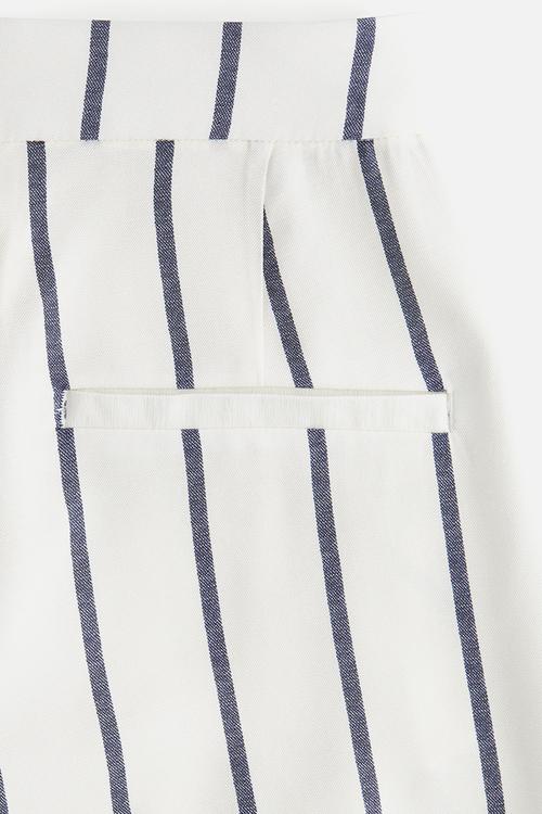 Wide trousers - white & dark blue striped