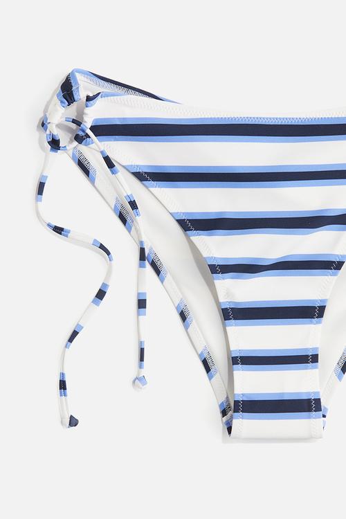Tie tanga cheeky bikini bottoms - white & blue striped