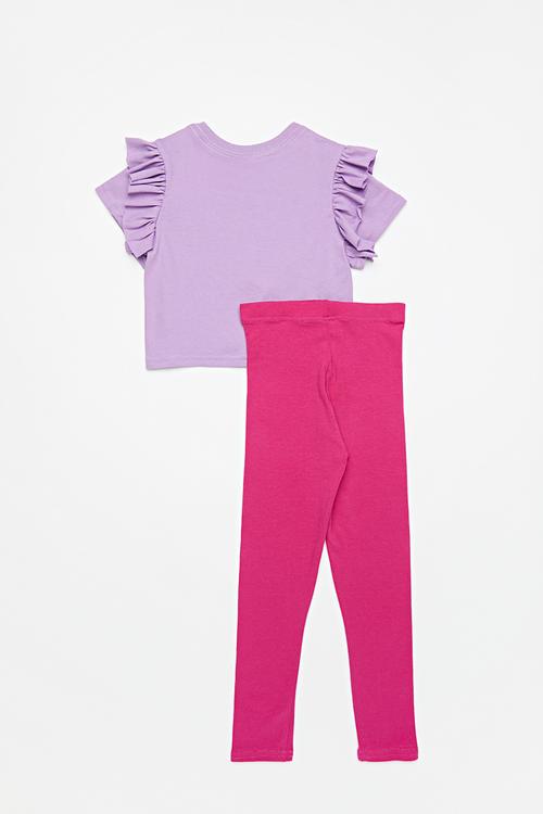 Frill tee & legging set - lilac & cerise