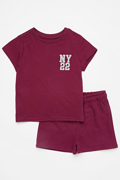 Tee & short set - maroon
