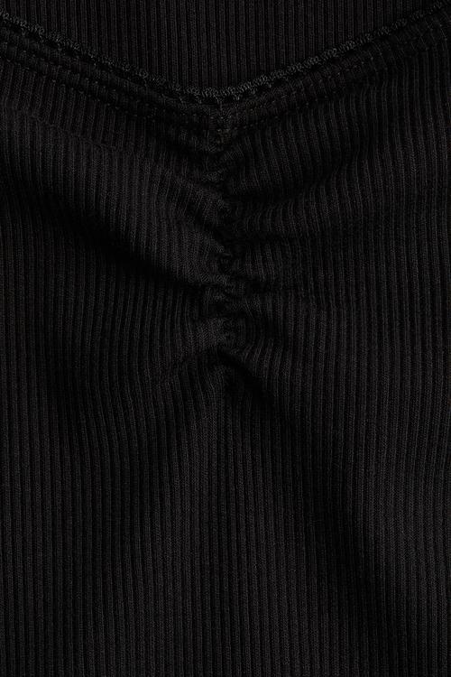 Picot-trimmed t-shirt - black