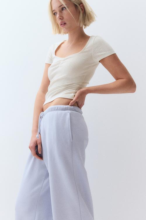 Picot-trimmed t-shirt - cream