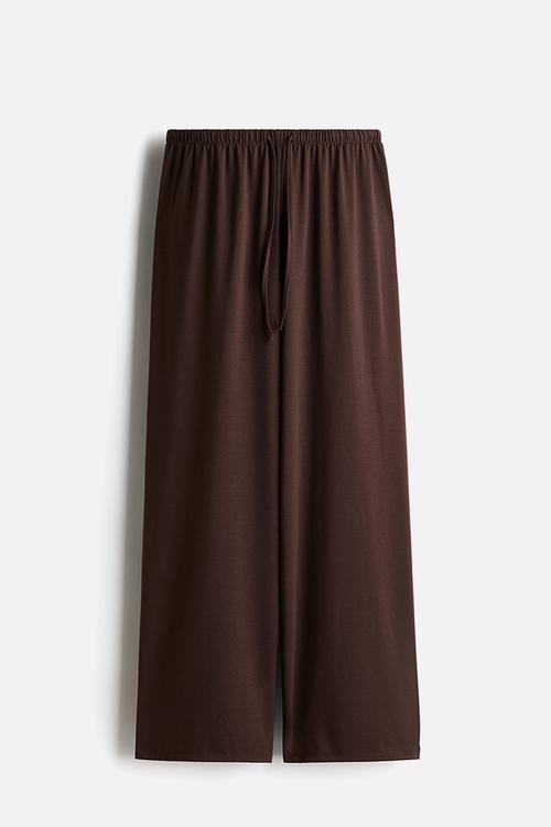 Straight drawstring trousers - dark brown