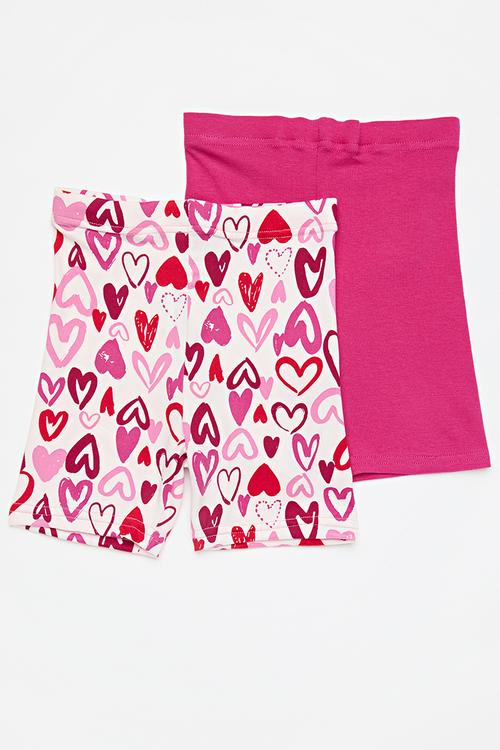 2 Pack cycling shorts - cerise/hearts