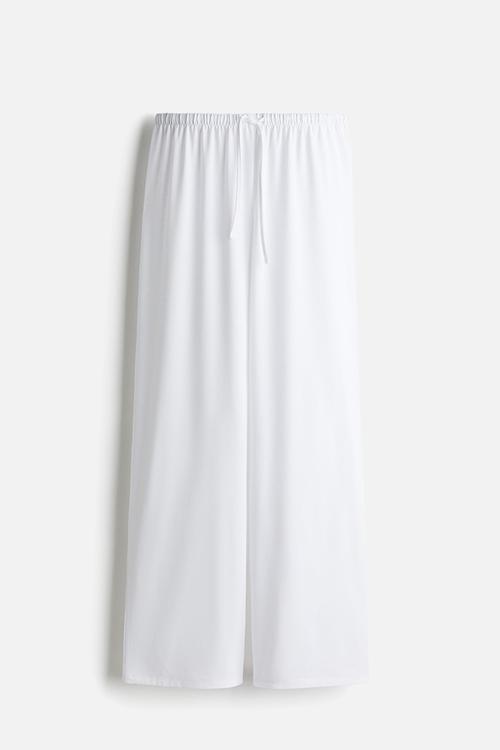 Straight drawstring trousers - white