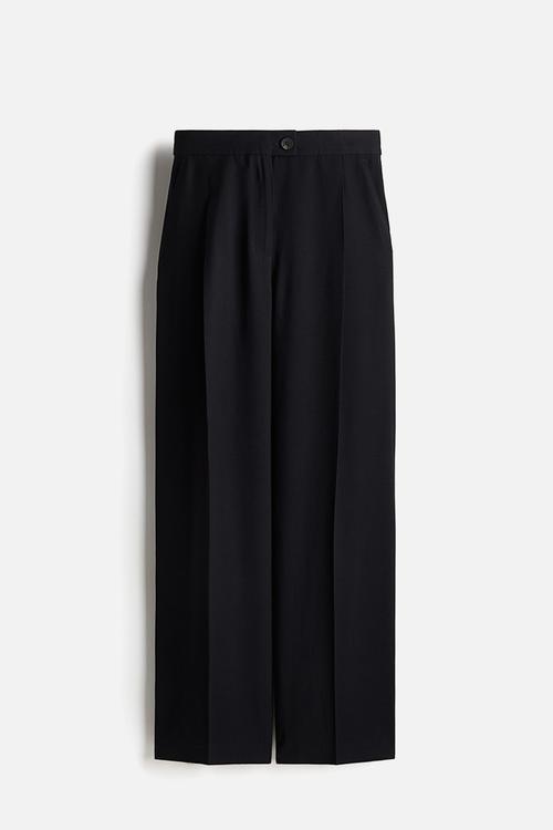 Wide twill trousers - black