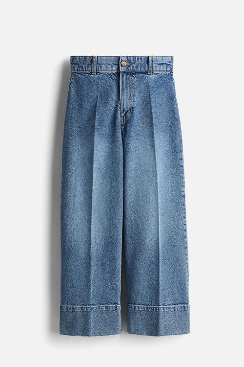 Wide high cropped jeans - light denim blue