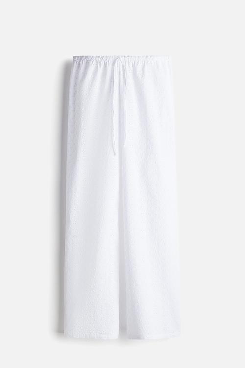 Broderie anglaise pyjama bottoms - white