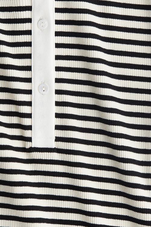 Flared-skirt polo dress - white striped