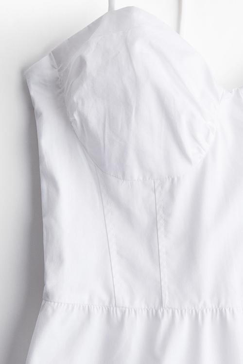 Tie-top poplin dress - white