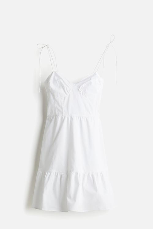 Tie-top poplin dress - white