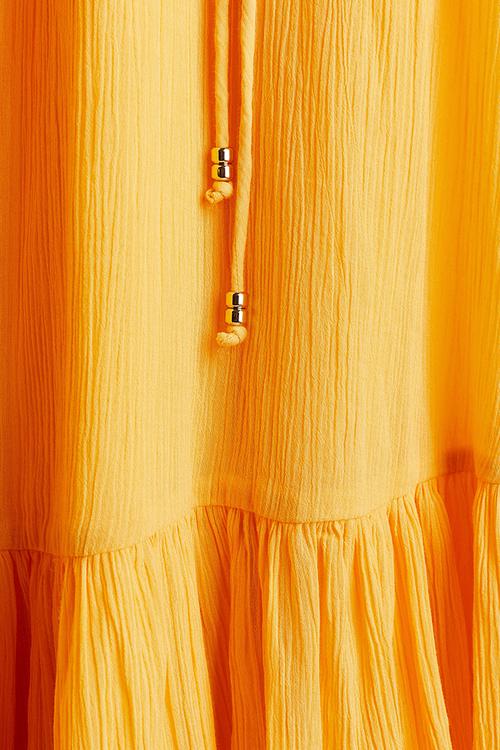 Crinkled strappy dress - yellow