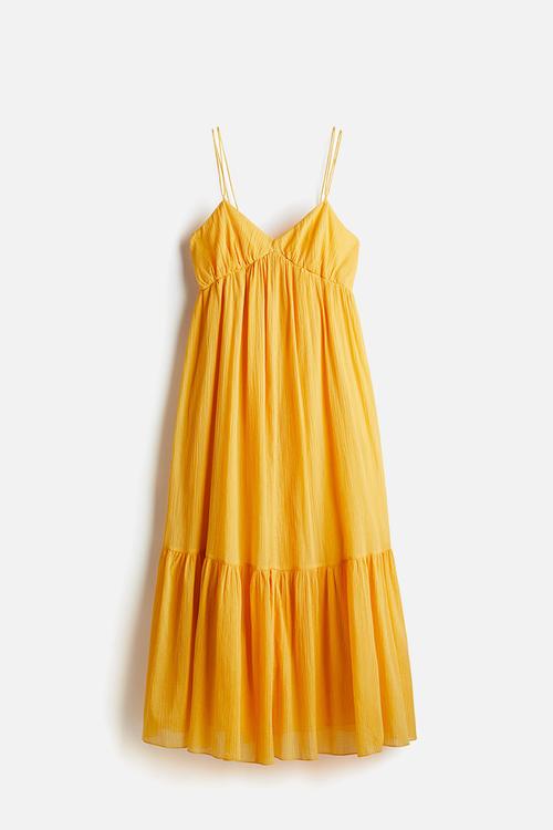Crinkled strappy dress - yellow