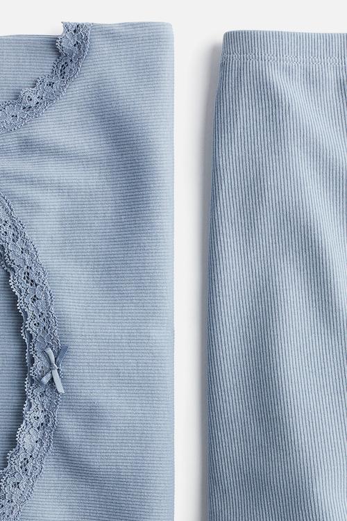 Ribbed pyjamas - light dusty blue