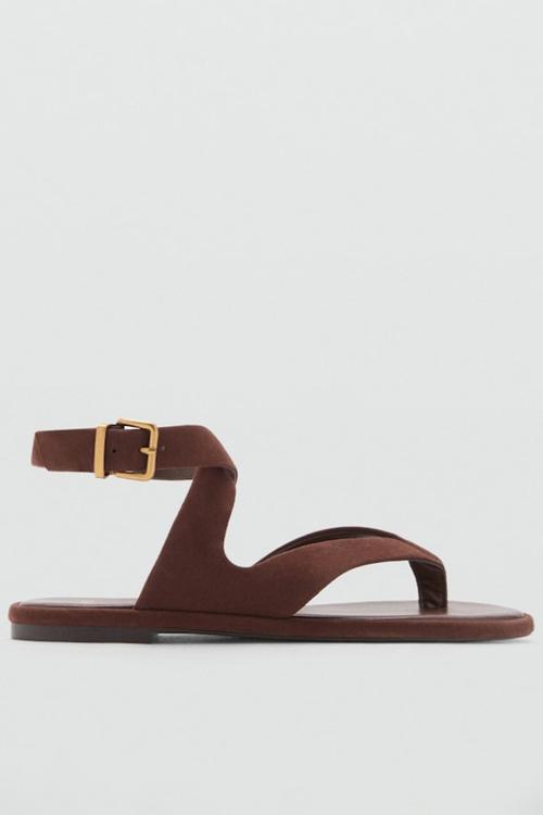 Belly leather ankle strap - dark brown