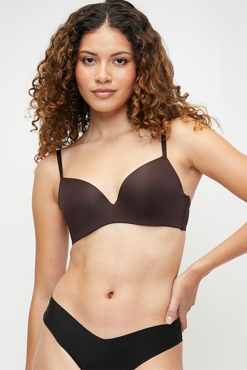 Microfibre push-up bra -  dark brown