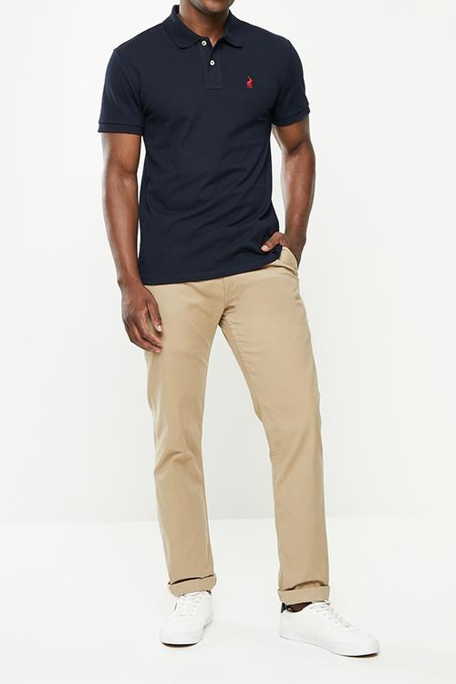 Mens stretch pique short sleeve golfer - navy