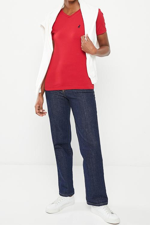 Wmn Kelly V-Neck Tee - Red