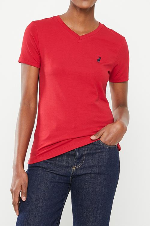 Wmn Kelly V-Neck Tee - Red