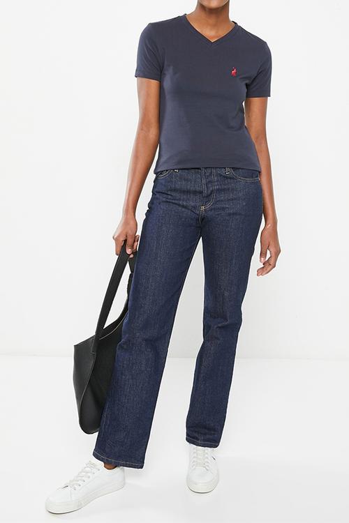 Wmn Kelly V-Neck Tee - Navy