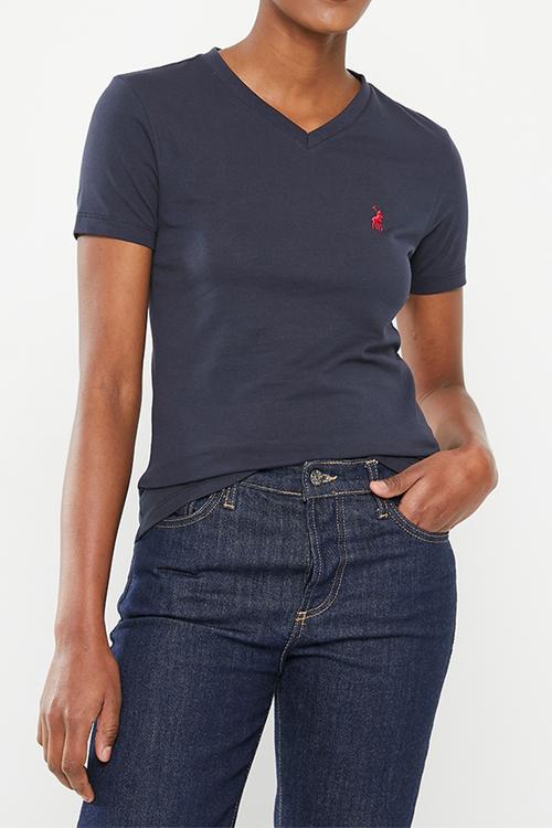 Wmn Kelly V-Neck Tee - Navy