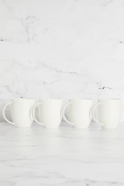 Diamonds 420ml mug set of 4 - white 