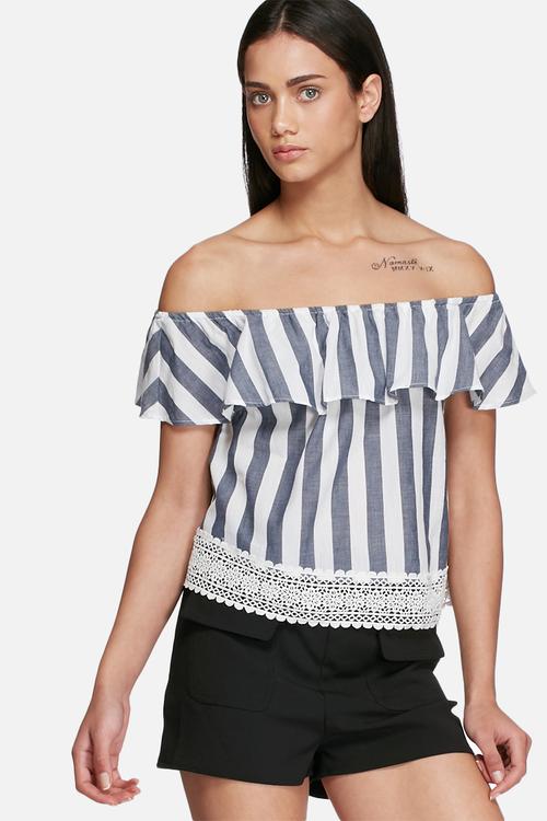 Stripe off shoulder top