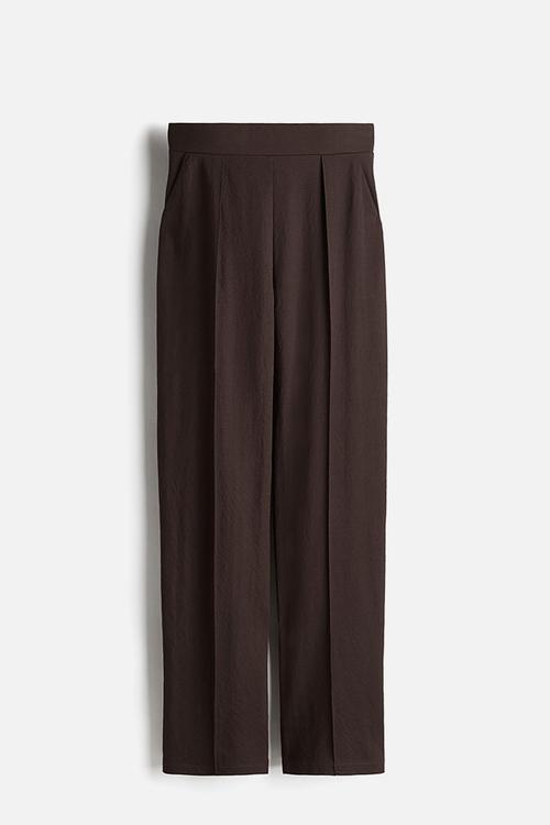 High-waisted tailored trousers - dark brown