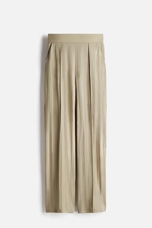 High-waisted tailored trousers - beige