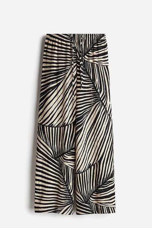 Wide pull-on trousers - black/patterned