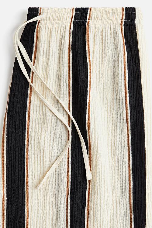 Wide pull-on trousers - cream/striped